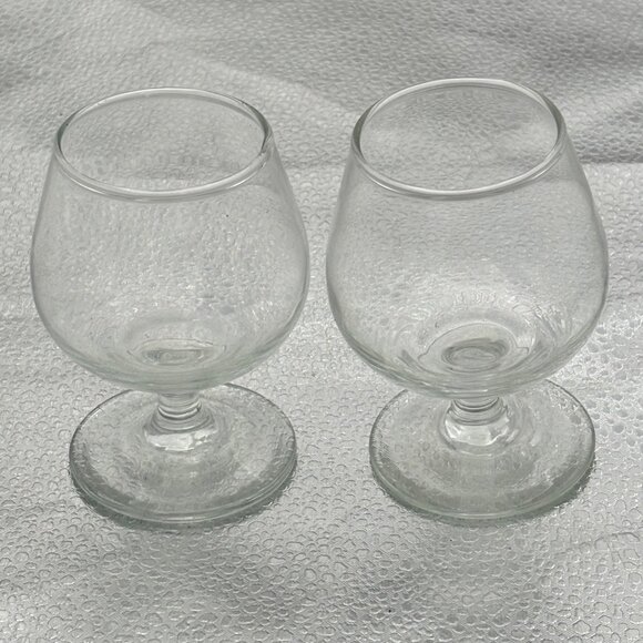 Clear Glass Brandy Snifter Mini Shot Glasses Set Of 2 Cognac 4” H Barware - Picture 6 of 7